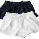 RoseSeek Women's 2 Packs Drawstring Waist Sweat Shorts Low Rise Workout Track Shorts Casual Lounge M