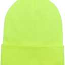 Unisex Knit Soft Warm Cuffed Beanie Hat Winter Camo Hats for Men Women (Neon Yellow)