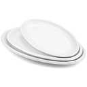 Foraineam Set of 3 Sizes Porcelain Oval Serving Platters White Dinner Plates Serving Dishes for Party, Dessert, Sushi, Fish