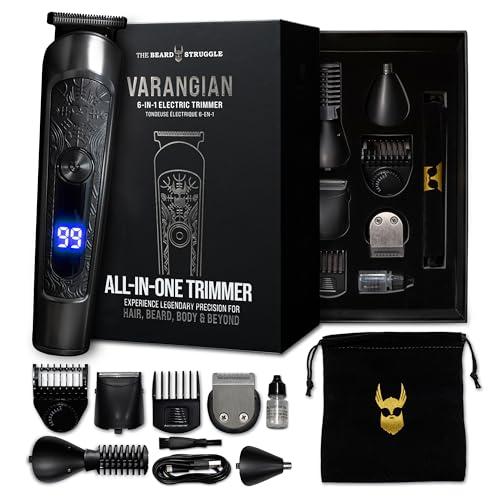The Beard Struggle Varangian Beard Trimmer® 6-in-1 for Hair, Beard, Body & Beyond, Titanium Blade, 17 Length Adjustable Blade with Digital LED Display, Cordless Clipper