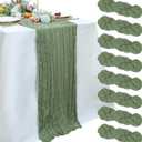 8 Pack Sage Green Cheesecloth Table Runner 10ft Boho Gauze 120 Inch Cheese Cloth Table Runner Rustic Sheer for Spring Holiday Baby Shower Party Dcor Home Wedding Decoration