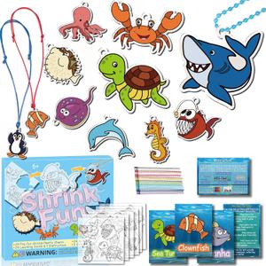 75PCS Shrinky Dinks Kit for Kids - Shrink Art with Shrinky Dink Sheets, 24 Pre-Cut Charms & Learning Cards | DIY Crafts, Christmas Ornaments & Keychains | No-Mess Activity for Boys & Girls Age 6+