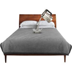 Catalonia Waterproof Blanket for Bed, Washable Leakproof Protector Cover, Reversible Throw Blanket for Couch Sofa, Stain Proof Blanket Pad, 80X90 inches, Grey (Lt Gray/Dk Gray)