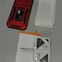 DEERLAMN Case for iPhone 14 Pro with Slide Camera Cover+Screen Protector(1 Pack),Rotated Ring Kickstand Military Grade Shockproof Protective Cover 6.1 Inch-Red