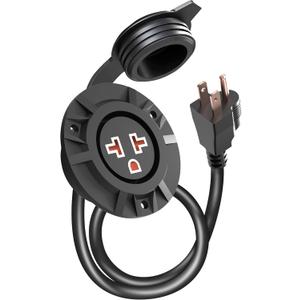 Outdoor Outlet Extender, Weatherproof Power Outlet, Receptacle Outlet,125 Volt NEMA 5-15R, RV Electrical Outlet with Integrated 20-Inch Extension Cord 12AWG, Outdoor Outlet Cover.