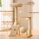 HITTITE Solid Wood Cat Tree Tower with Scratching Post, 37.8 Inches Tall Cat Towers with Scratching Board and Scratcher Ball, Modern Cat Tower With Space Capsule and Removable Top Bed for Indoor Cats.