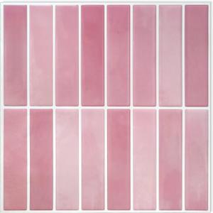 Peel and Stick Wall Tile 10"x10" 3D Adhesive Backsplash Tile for Kitchen, Bathroom 3D Wall Panels (10 Sheets, Pink)