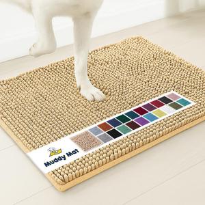 Muddy Mat Shown on TV  Super Absorbent Microfiber Dog Door Mat for Muddy Paws, Non-Slip Washable Pet Rug, Quick Dry Chenille Entryway Carpet, Machine Washable Indoor Outdoor mat, Beige 35"x24"