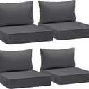 AAAAAcessories Outdoor Deep Seat Cushions, Waterproof, Fade-Resistant Patio Furniture Replacement Cushions, 25.5" x 25.5" x 5" + 25.5" x 13.5", Set of 4, Dark Gray