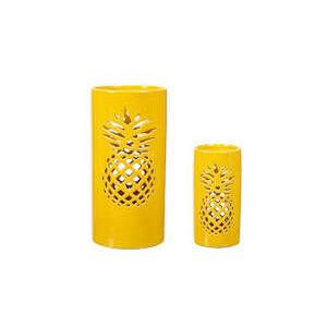 2PK Ceramic Cylinder Pineapple Yellow