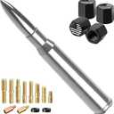Truck Car Bullet Antenna with Valve Stem Caps Mast for GM Chevy Silverado 1500 2500 3500 HD Ford F150 F250 F350 Denali Heavy Pickup Jeep Truck Accessories (Chrome)-Car wash Safe