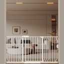 WAOWAO Baby Gate 52.76-62.2" Extra Wide Pressure Mounted Walk Through Swing Auto Close Safety White Metal Toddler Kids Child Dog Pet Puppy for Stairs,Doorways,Kitchen