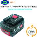 4000mAh Rechargeable Battery Pack BOS14.4B Replacement for Bosch 14.4V Battery BAT607 BAT607G BAT614 BAT614G Compatible with Cordless Tools DDB180-02 GDR1080-LI GDR14.4V-LI