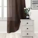 Brown Sheer Curtains for Living Room Bedroom - Faux Linen Look Voile Drapes Grommet Top Window Curtain Panel 20 x 80 Inch Long, Set of 2 Panels