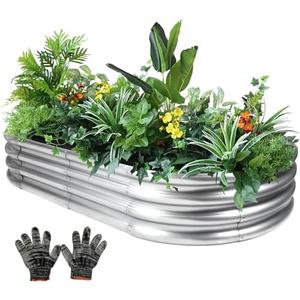 Gartist Raised Garden Bed, Galvanized Planter Raised Beds for Outdoor，8x4x1ft,Vegetables, Flowers & Herbs, Heavy-Duty Metal Raised Garden Beds Outdoor, Rust-Resistant & Easy Assembly(Silvery)