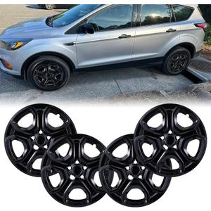 17inch Hubcaps Wheel Covers for 2013-2025 Ford Escape, ABS+PC Plastic Snap-on 17'' Wheels Hubcap for 13-25 Escape Set of 4 Glossy Black OEM#LJ6Z1015A
