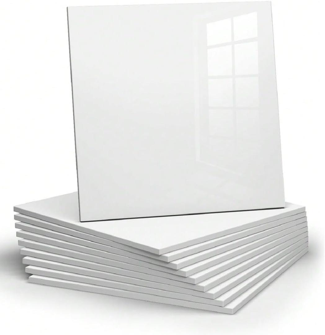 10pcs Marble Peel and Stick Backsplash Waterproof Washroom Wall Panels, Peel and Stick Tile, PVC Foam Wall Panels for Kitchen,Pure White,Slightly Yellowish(Not Real Tile,11.8" x 11.8")