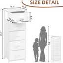 Somdot Tall Dresser for Bedroom with 5 Drawers, Storage Organizer Chest of Drawers with Removable Fabric Bins for Closet Bedside Living Room Laundry Entryway Hallway, White Leather