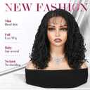 Micro Twist Braided Double Full Lace Wigs for Black Women Mini Braid Wig with Baby Hair Short Curly Box Braid Lace Synthetic Black Hair 14Inch