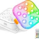 Pool Lights, Rechargeable Submersible LED Light with Remote Control - 5 Adjustable Brightness Levels, 16 Colors & 6 RGB Modes, IP68 Waterproof, 10H Runtime, Installation Accessories Included, (Pack of 2)