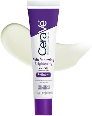 CeraVe Skin Renewing Brightening Lotion SPF 30, Anti Aging Facial Moisturizer Hydrates, Brightens and Evens Skin Tone, Contains Ceramides + Niacinamide + Antioxidants, Fragrance-Free, 1.35 fl oz
