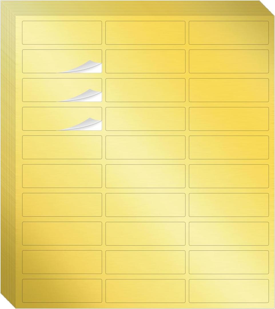 600 Pcs Printable Return Address Labels 0.75 x 2.25 Inch Gold Foil Blank Mailing Labels Personalized Gold Stickers for Envelopes, Mailing, Shipping, and More