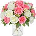 MARTINE MALL 4 Packs Peonies Artificial Flowers, Mixed White Pink Artificial Peonies, Silk Peonies Flowers Fake Peonies Artificial Flowers Peonies Bouquet for Centerpiece Table Wedding Home Decor