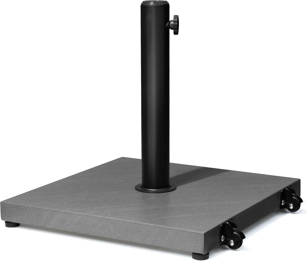 Patio Umbrella Base 43lbs Outdoor Umbrella Stand with Wheels, Heavy Duty Square Concrete Stand Market Umbrella, Gray