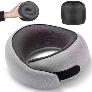 Travel Pillow, Memory Foam Travel Neck Pillow with Ergonomic 360 Support, Travel Essentials for Plane, Car, Train and Home, Max Gray (Large)
