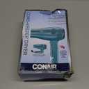 Conair Cord-Keeper Dryer with Folding Handle and Retractable Cord, 1875W Travel Hair Dryer, Ionic Technology, Teal (Blue)