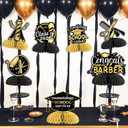 2 x Cosmetology Graduation Decorations 2026 Black Gold, 8pcs Barber Graduation Decoration Honeycomb Centerpiece Hairstylist Table Decoration for Cosmetologist School Survivor Graduation