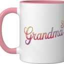 Grandma of Three Floral 3rd Time Grandma with 3 Grandkids Ceramic Mug, Pink/White
