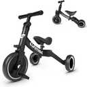 besrey 5 in 1 Toddler Bike for 1 Year to 4 Years Old Kids, Toddler Tricycle Kids Trikes Tricycle, Toys for Boy & Girl, Balance Training, Removable Pedals, Black