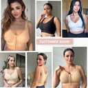 FeelinGirl Mastectomy Bras for Women Compression Post Op Surgery Bra Front Closure Surgical Recovery Everyday Bra (Beige, L)