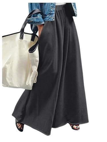 RoseSeek Women's Wide Leg Sweatpants High Elastic Waist Flowy Palazzo Pants Loose Baggy Pants Bottoms Deep Grey X-Large