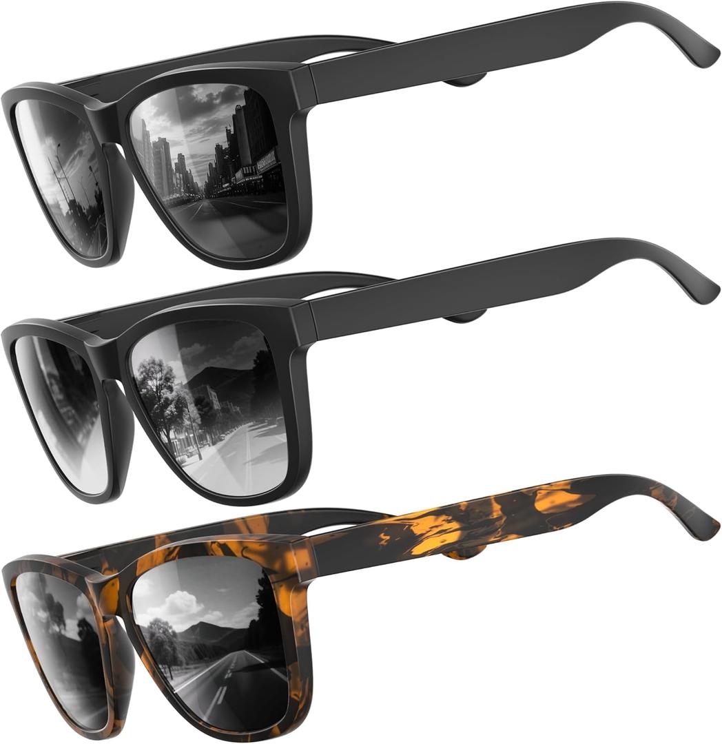 Polarized Sunglasses for Mens Womens - Fashion Men Sun Glasses Shades for Driving Fishing Lightweight UV Protection (Black/Gradient Black/Black)