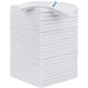 HOMEXCEL White Microfiber Cleaning Cloth, 24 Pack Cleaning Towels for Kitchen, Lint Free, Scratch-Free, Highly Absorbent, and Reusable Cleaning Rags for House, Window and Glass, Cars, 11.5 X11.5 inch