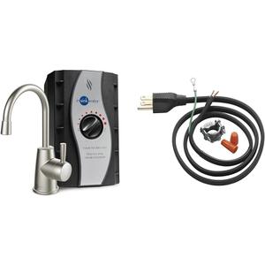 InSinkErator HOT250 Instant Hot Water Dispenser System, Single-Handle Faucet in Satin Nickel with 2/3-Gallon Stainless Steel Tank, H250SN-SS & Garbage Disposal Power Cord Kit, CRD-00