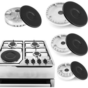 8 Pcs Cooker Hat Set, Oven Gas Hob Burner Crown Flame Cap Cover, Surface Gas Stove Burner Caps and Burner Head Replacement Kit 1 Large 1 Small 2 Middle (Dimensions in Images)