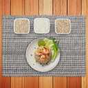 100% Cotton Two Tone Place Mats,14''x 20'' Over Sized, Set of 6 Grey/Natural Every Day Use, Heavier Quality