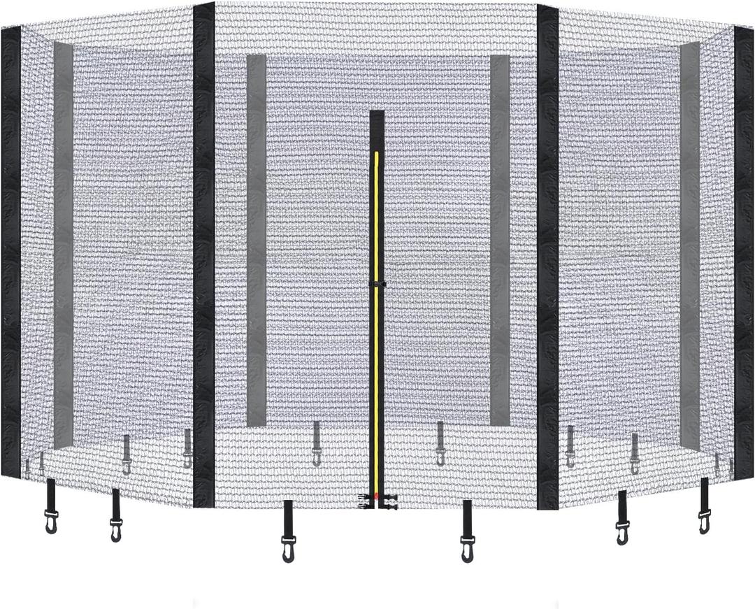 Biggun Trampoline Net - Replacement Enclosure Safety Net for Straight Poles Round Frames Trampoline, Nylon Barrier Net Parts with Double Zipper and Protection Buckles