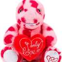 Kasyat Valentine Gift 12' Big Dinosaur Stuffed with Heart Cute Plush Animal Valentine Soft Dinosaur Romantic Gift Adorable Home Decoration for Birthday Anniversary Girlfriend Boyfriend Women Lover