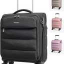 BAGSMART Underseat Carry on Luggage with Wheels, Soft Small Travel Luggage with PVC Wet/Dry Pockets, Lightweight Soft Personal Item Suitcase for Short Trip, Black, 16-inch