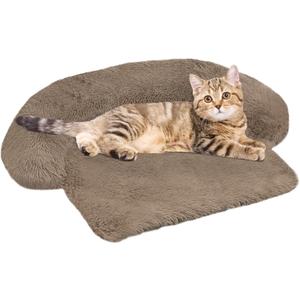 Calming Dog Bed Fluffy Plush Dog Mat for Furniture Protector with Removable Washable Cover for Large Medium Small Dogs and Cats (XS(31x23.5x5), Camel)
