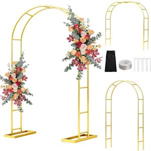 Arch Backdrop Stand,6.6FTx3.5FT Metal Pergola Arbors,Gold Garden Wide Arbors and Arches Trellis for Climbing Plants Outdoor,Assemble Freely 3 Sizes for Party or Garden Decoration