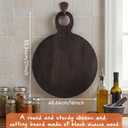 1 Pcs Acacia Wood Cutting Board with Handle 21'' Circle Charcuterie Chopping Board for Pizza Cheese Meat Decorative Black Wooden Serving Tray for Kitchen and Dining Room, 21.1"L x 17.7"W
