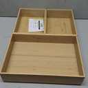 3-Piece Large Bamboo Storage Box Set, 3.1 in High Stackable Deep-Drawer Organizer for Kitchen Cutlery, Cookware, Utensils & Knives, Exquisite Durable Lidless Wooden Bin (14.6"x10.2"*1+10.2"x7.3"*2)