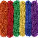 JOYIN 120 Pcs Mardi Gras Multi Metallic Colors Bead Necklaces, Gold Green Purple Necklace Set for Mardi Gras Party Favors Supplies, St. Patricks Day Costume Accessories Decorations