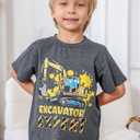 Kids4ever Boys T-Shirts Cotton Alphabet Truck Pattern Short Sleeve Toddler Tee Shirt for 2-6 Years Old (Gray)