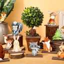 Yaomiao 12 Pcs Woodland Animal Wooden Table Centerpiece Cutout Shapes Forest Painted Baby Shower Decorations Wild Creatures Wood Table Sign for Forest Camp Birthday Party Supplies